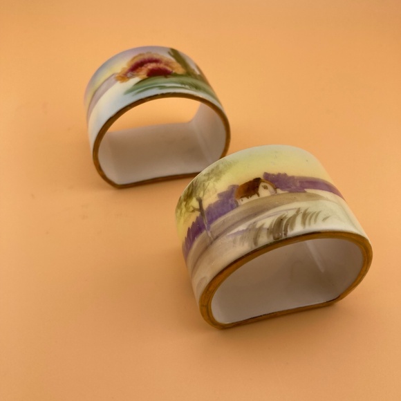 Vintage Nippon Hand Painted Napkin Rings - Set of Two - Picture 2 of 6